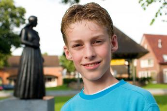 Nick Drost (12) bij het Lunterse vrouwtje.