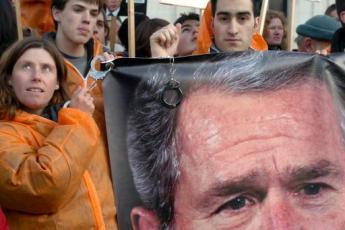 Demonstratie tegen Bush in Brussel.