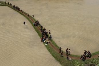 Landbouwgrond staat onder water.