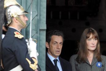 President Sarkozy van Frankrijk met zijn vrouw.