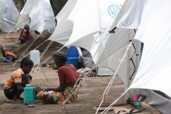 Vluchtelingen in een kamp in Sri Lanka.